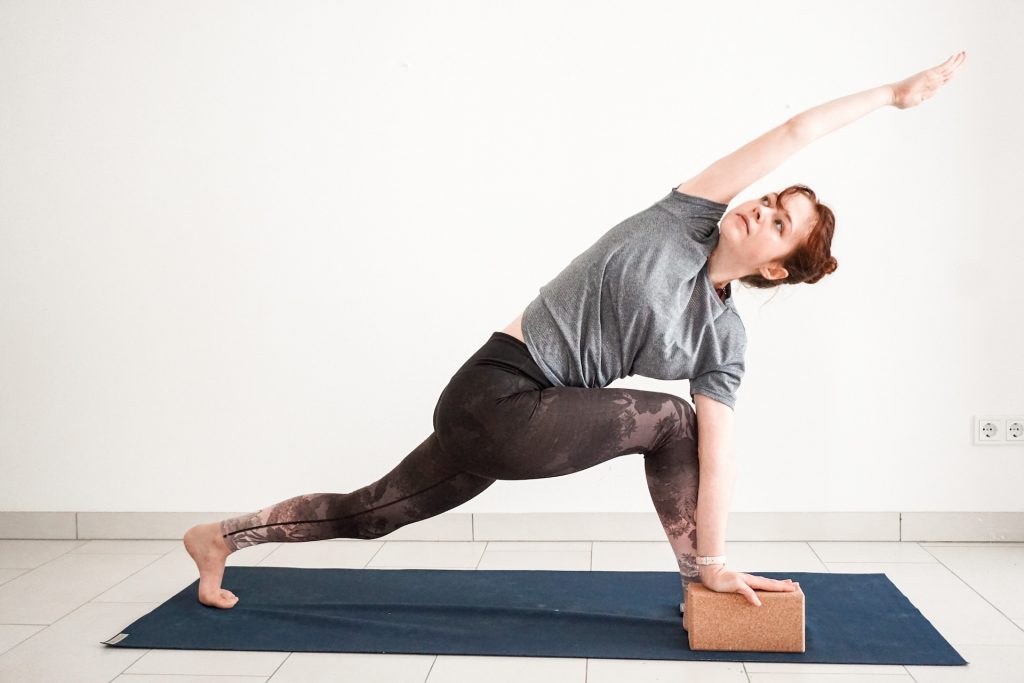 How to use yoga blocks for beginners in revolved side angle pose