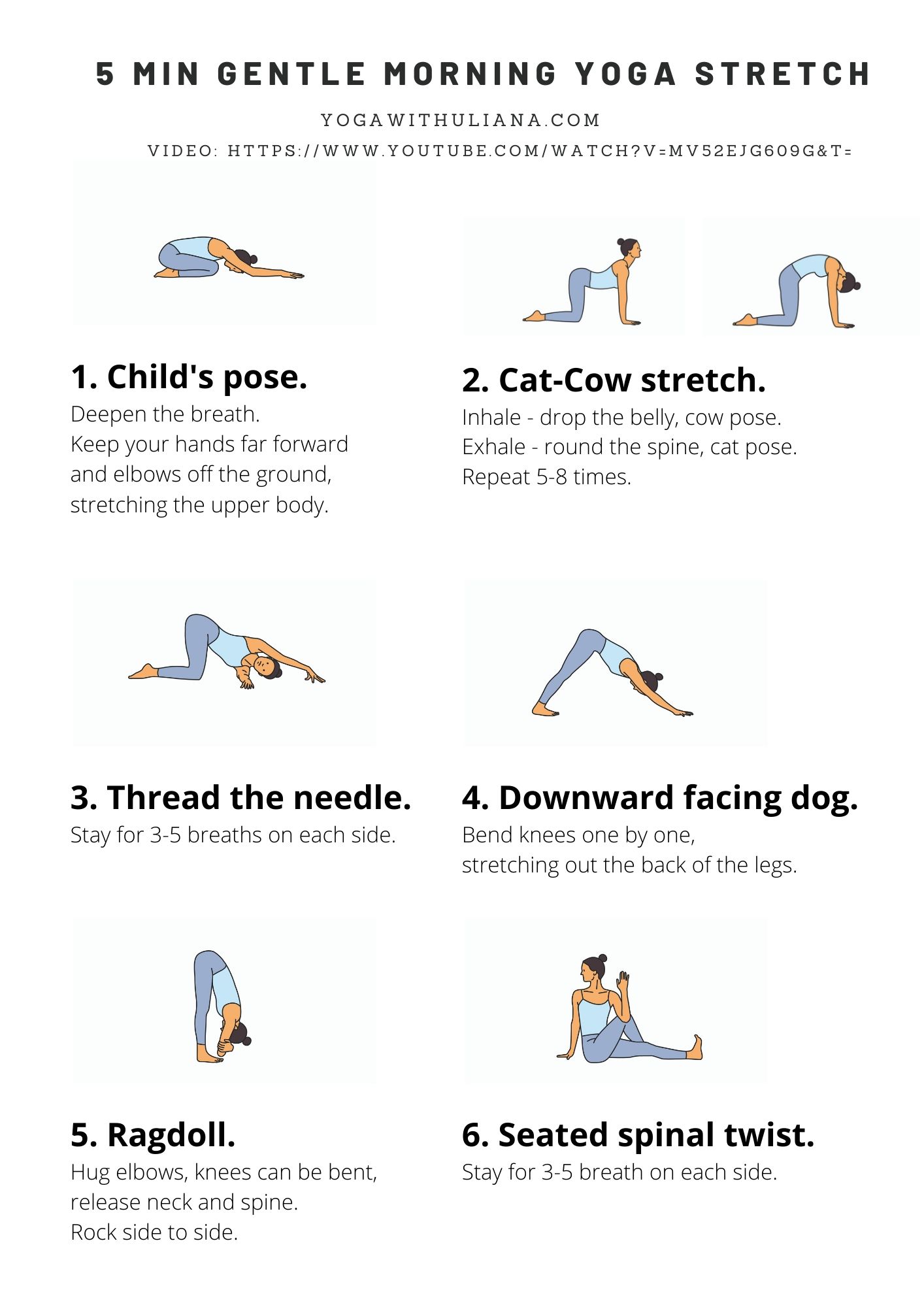 5 min morning yoga stretch printable