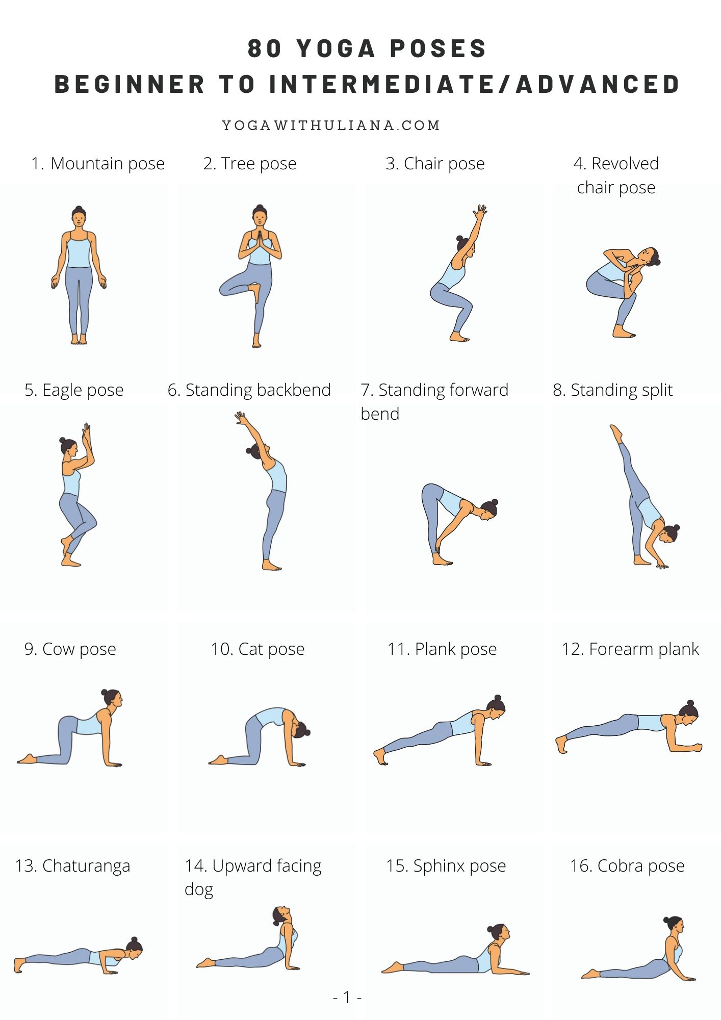 80 yoga poses beginner to intermediate:advanced