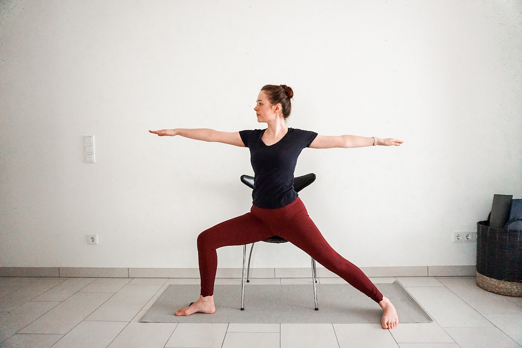 warrior pose chair yoga