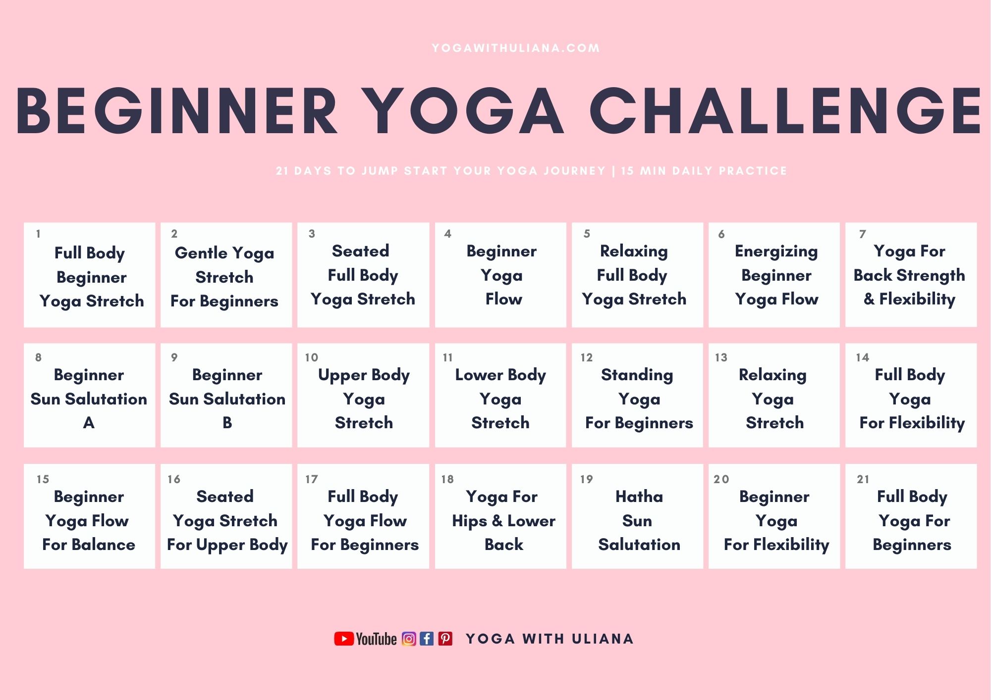 21 Day Beginner Yoga Challenge Yoga With Uliana