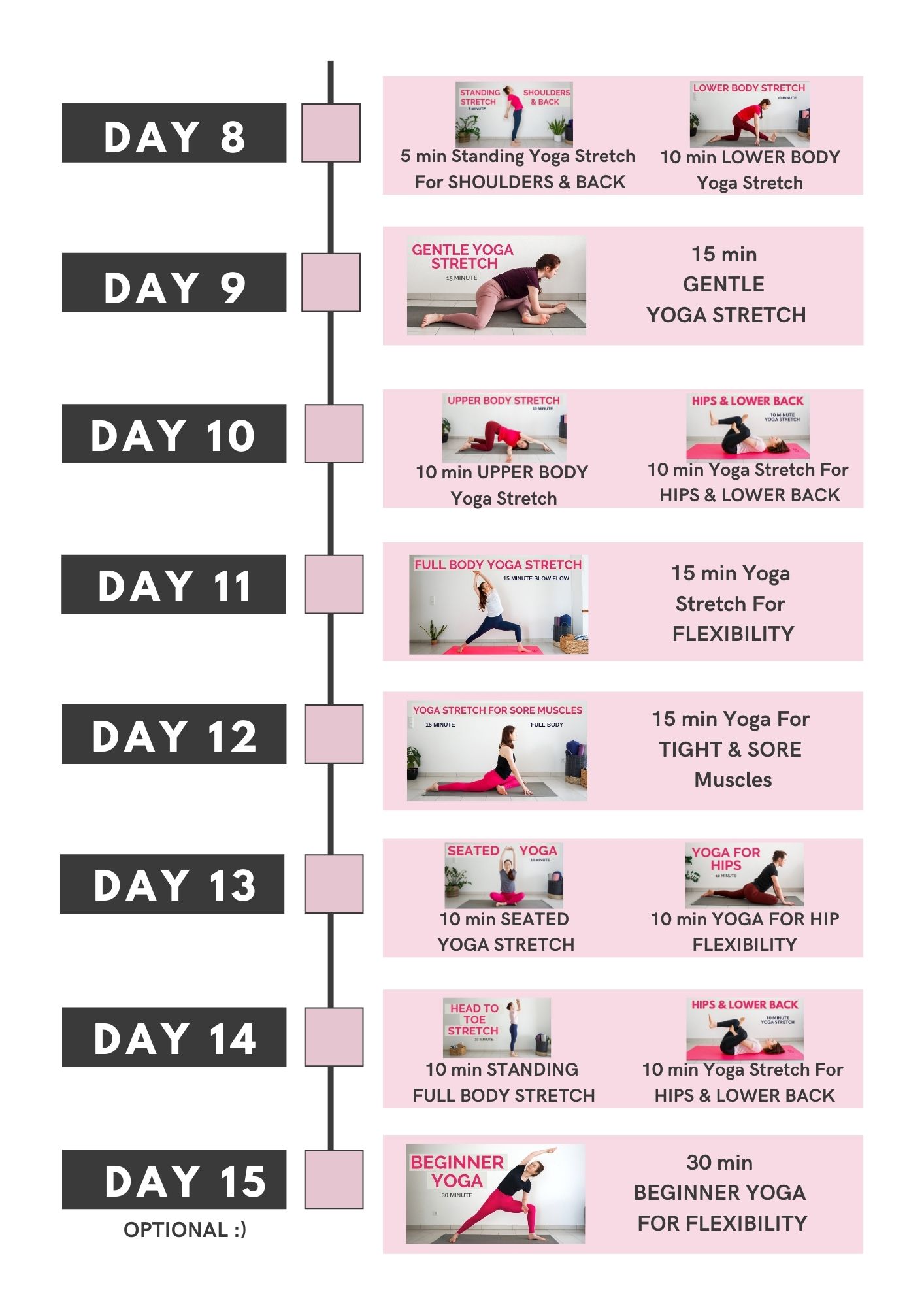 14 Days Beginner Yoga For Flexibility Calendar