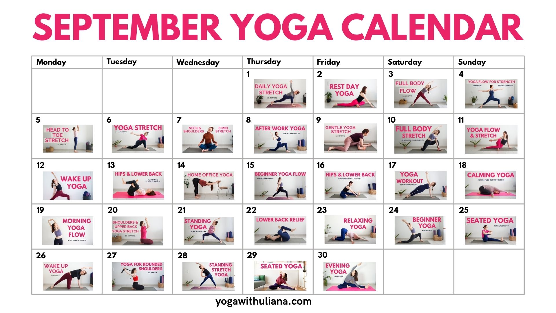 September Calendar Yoga with Uliana