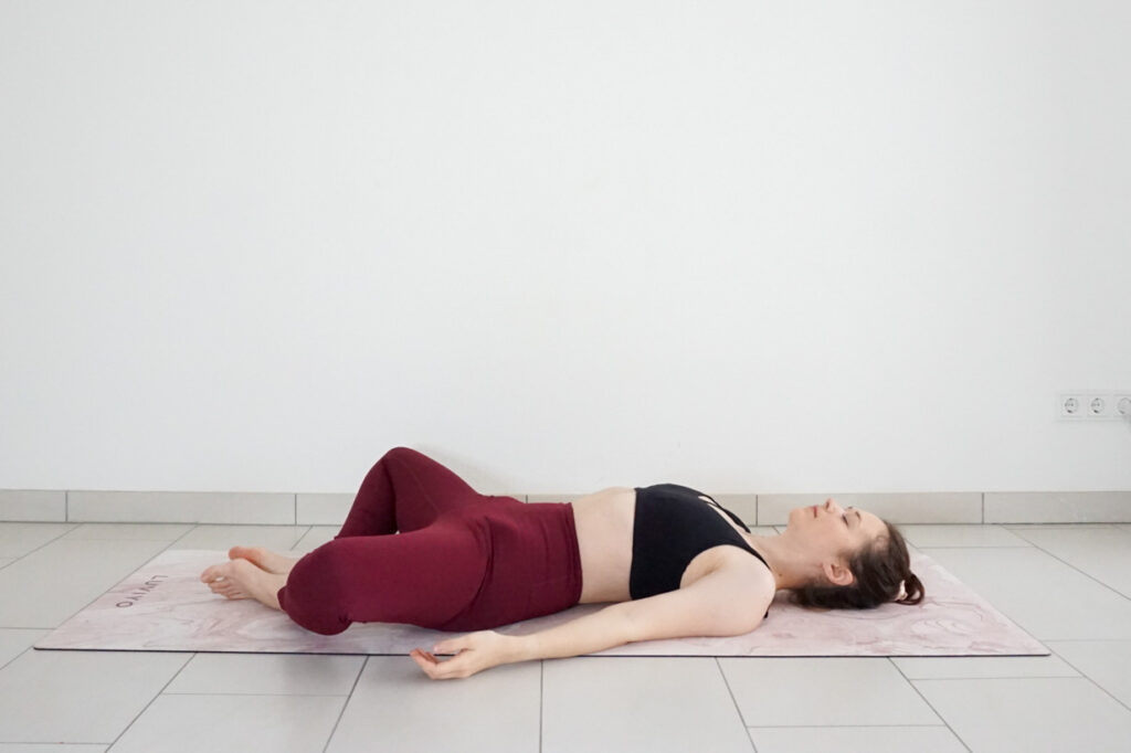 reclined bound angle pose or supta badhha konasana