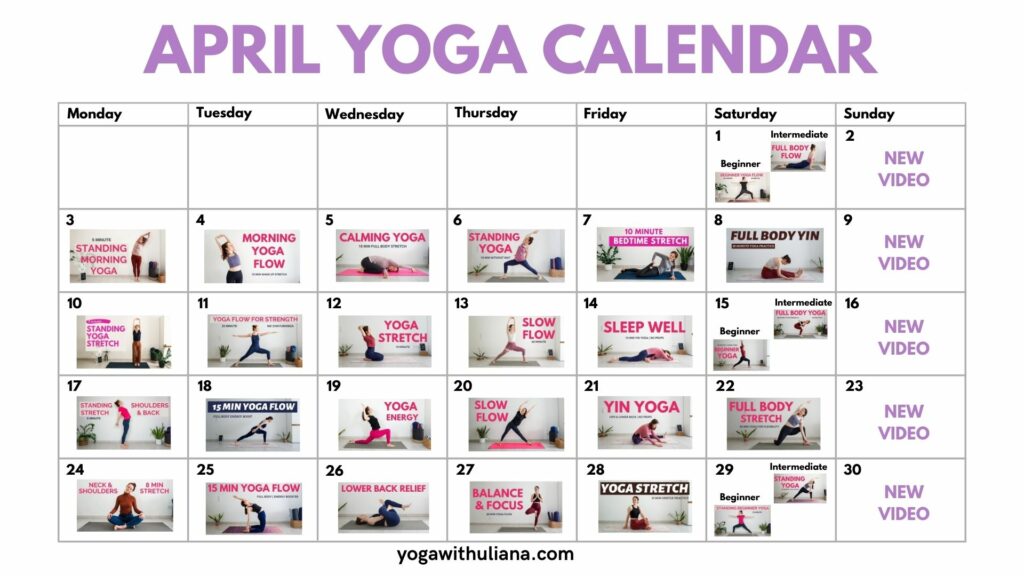 April 2023 Yoga Calendar yoga with uliana