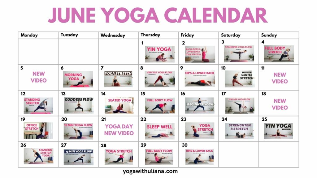 June 2023 Yoga Calendar Yoga with Uliana